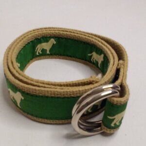 Moonshine Belt Men Women L 34" Canvas Ribbon Dogs Golf Boating Green Tan